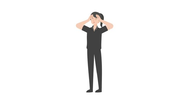 video woman standing stressed cartoon animation
