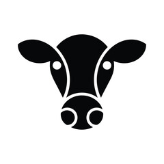 Minimalist Cow Face Logo – Modern Black and White Vector Illustration