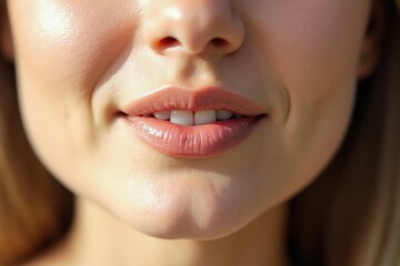Naklejka premium A Close up of a Womans Face With Her Mouth Open - Generative AI