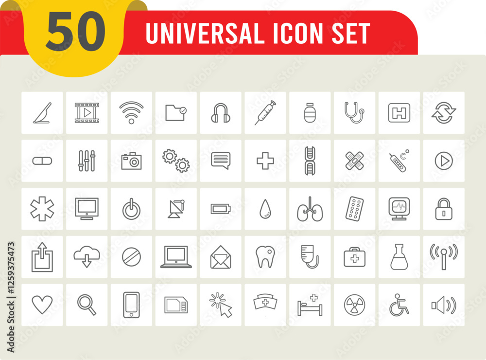 Poster contact icon collection. editable stroke line vector. small user interface line icon symbols for app