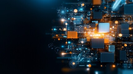 Dynamic digital data flow virtual space abstract visual representation high-tech environment close-up perspective conceptual innovation for modern technology