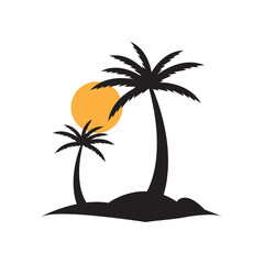 palm tree logo icon illustration flat