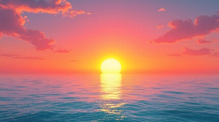 Serene Sunset Over Calm Ocean Waters.