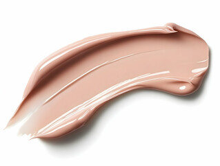Swirled light-beige cream swatch, white background. Beauty product texture