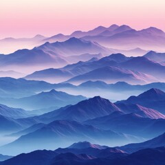 Fototapeta premium Serene Mountain Landscape with Soft Purple and Blue Tones at Dawn