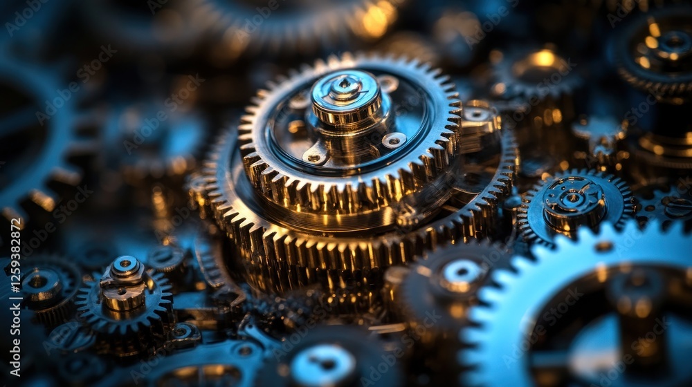 Poster intricate clockwork gears precisely intermeshed