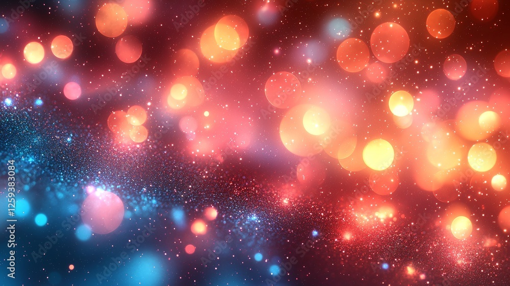 Poster vibrant bokeh light patterns abstract art digital artwork colorful background close-up view visual a