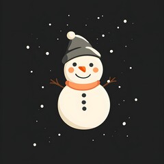 Naklejka premium adorable snowman icon character cute cheerful with dark background.
