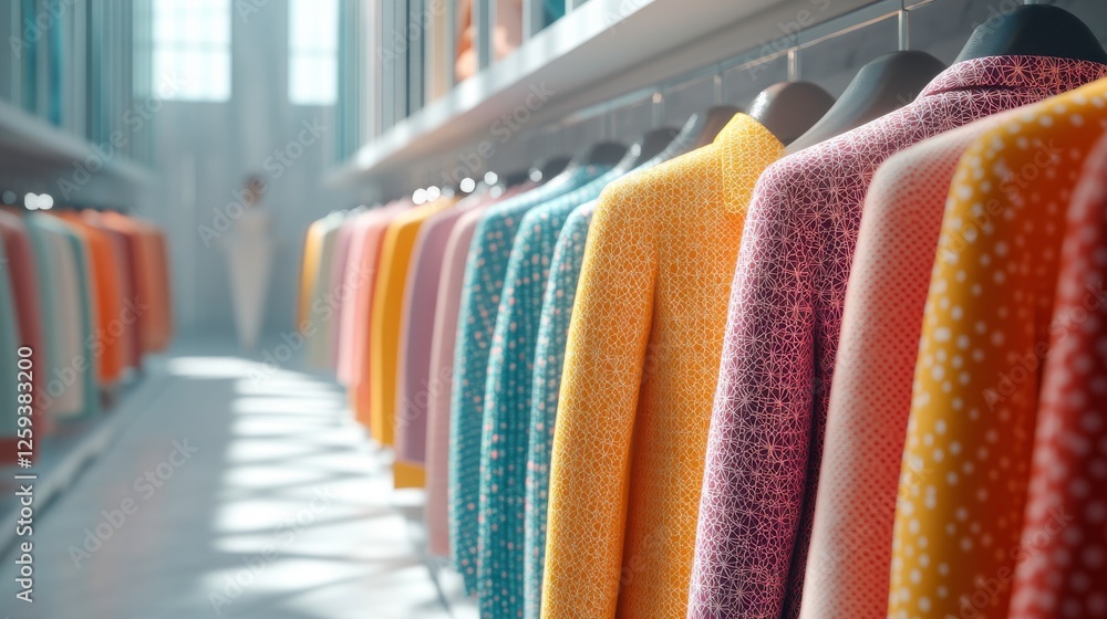 Aufkleber a vibrant display of colorful sweaters arranged on racks, creating a cozy and inviting atmosphere in