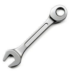Chrome wrench isolated on white background; repair tool