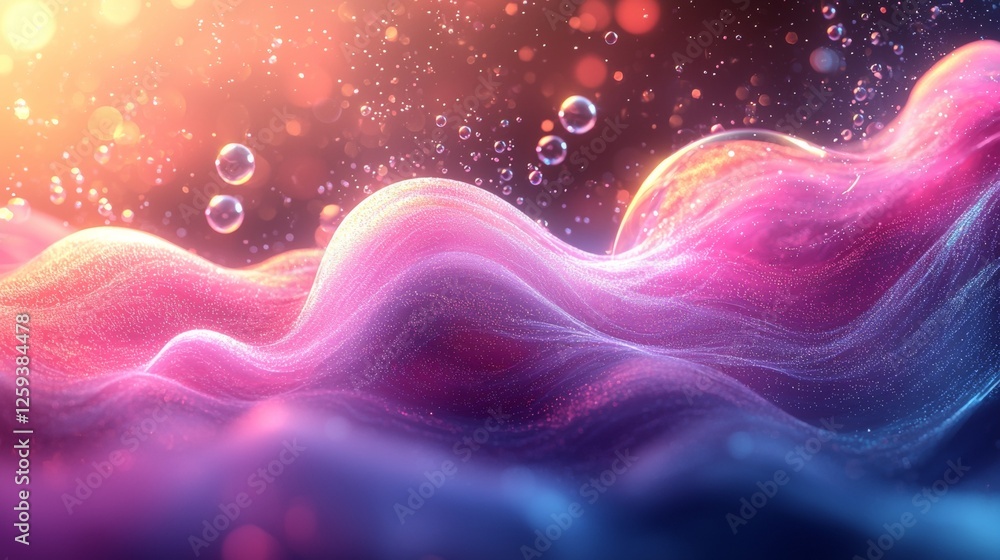 Poster ethereal waves of colorful fluid dynamics abstract environment digital art vibrant colors close-up v
