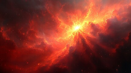 Obraz premium Vivid red glowing beams converging into an intense central point