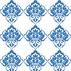 Elegant Blue Floral Pattern on White Background for Textile Design