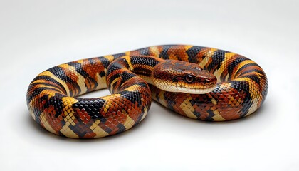 Obraz premium Stunning Close-Up of a Beautifully Patterned Sonoran Mountain Kingsnake, a Vibrant Reptile with Complex Scales