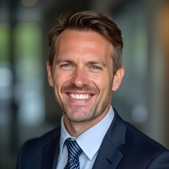 A portrait headshot photo of a friendly professional CEO executive business worker