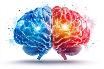 Exploring brain functionality duality of thought in cognitive science abstract art digital environment conceptual view