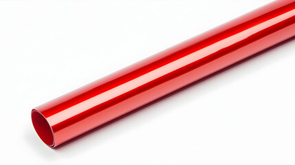 Red cylindrical object on white background; design element