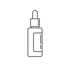A clean, minimalist line-art illustration of a skincare serum bottle with a dropper. Ideal for beauty, cosmetics, and skincare-related projects.