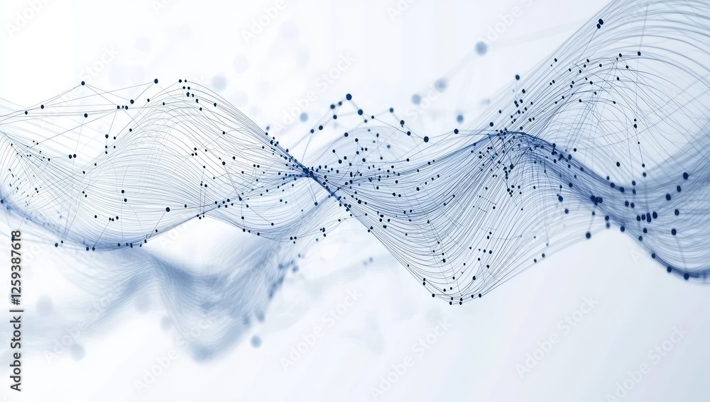 Poster wave-like data formations represented through connecting lines and dots.