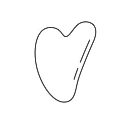 A minimalist line-art illustration of a Gua Sha tool, commonly used in skincare routines for facial massage and lymphatic drainage. Ideal for beauty, wellness, and self-care designs.
