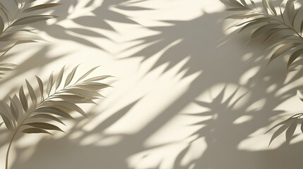 Tropical Leaves Cast Shadows On Beige Background