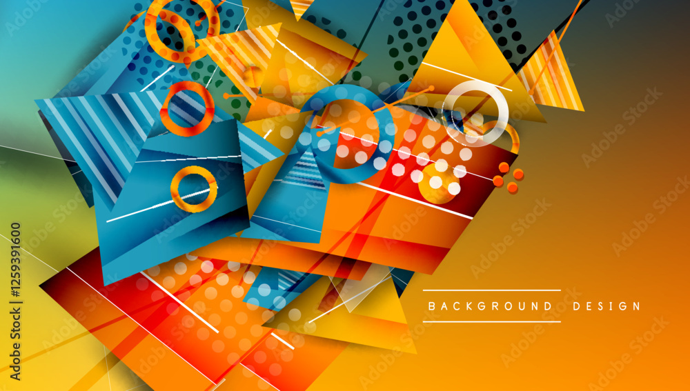 Poster abstract background geometric design with colorful gradients