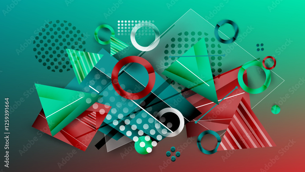 Poster creative triangles and circles composition
