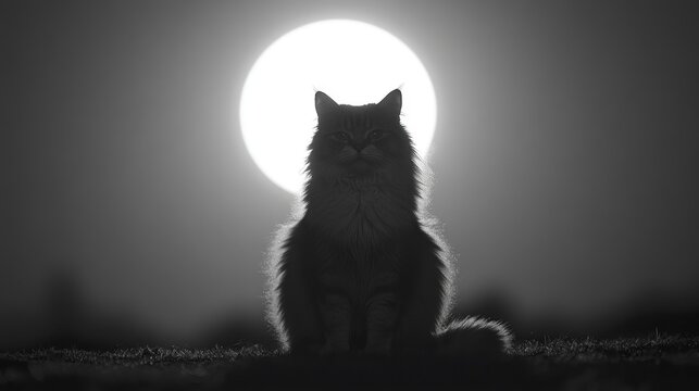 Majestic cat silhouette sunset outdoor wildlife nature