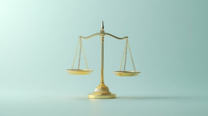 Golden scales balance justice, pastel background, legal concept