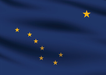 Flag of Alaska state. Alaska flag official size and color standards digital vector illustration. Waving flag.