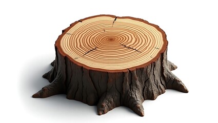 Detailed tree stump, growth rings reveal age - nature preservation - environmental awareness campaign