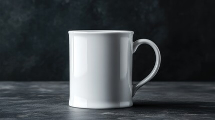 Obraz premium White mug on dark table, mockup for design