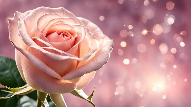 Beautiful pink rose closeup. digital Greeting card for mother's day, 8th of march women's day, birthday, spring-themed campaigns , gardening ads