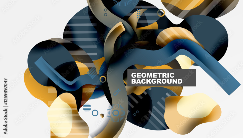 Poster abstract background - lines circles and liquid shapes