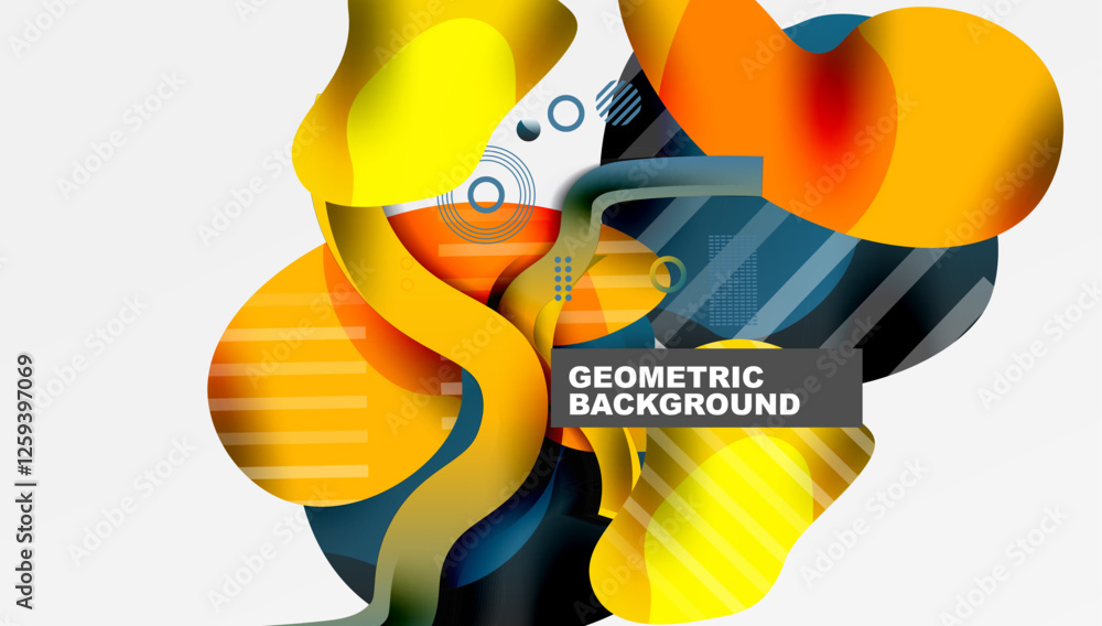 Poster abstract liquid shapes and lines background