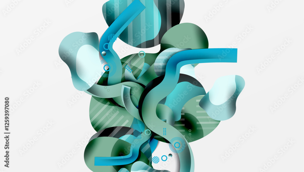 Poster abstract liquid shapes and lines background