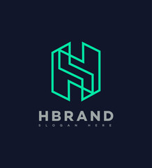 Modern Minimalist Hexagon H Letter Logo Brand Identity Design