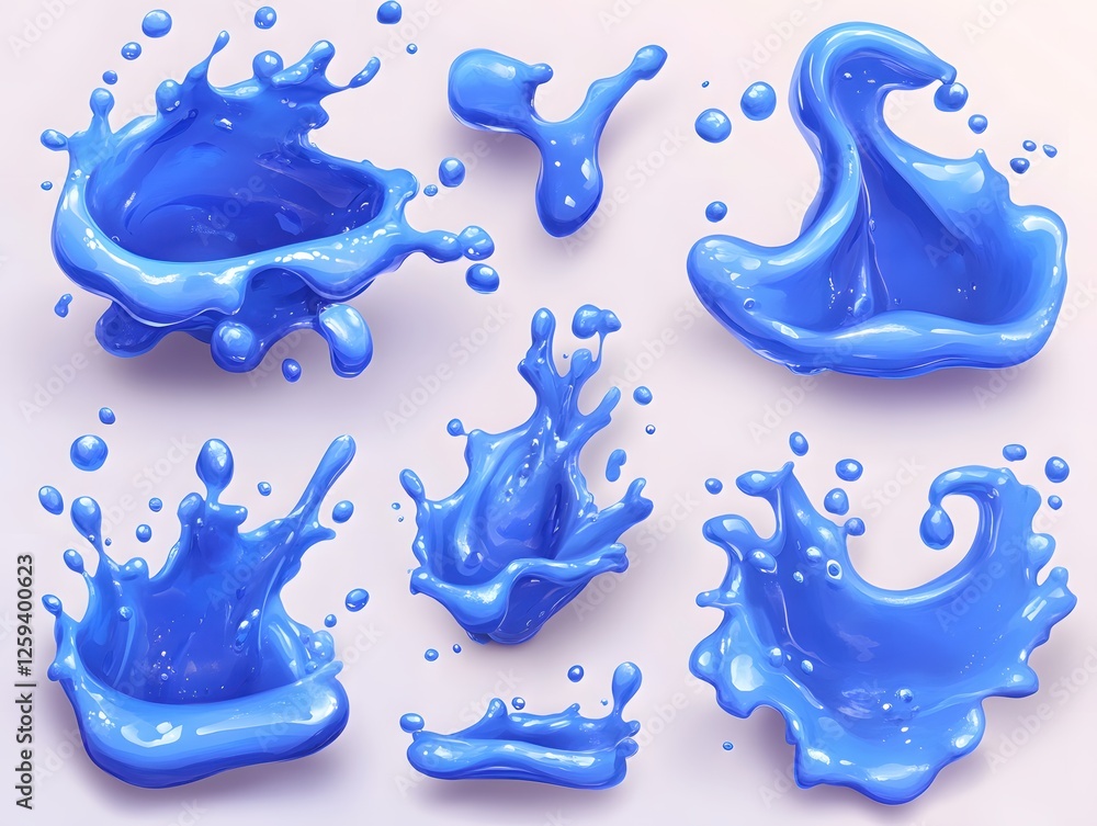 Aufkleber animated blue liquid splashes in dynamic motion on a light background artistic expression