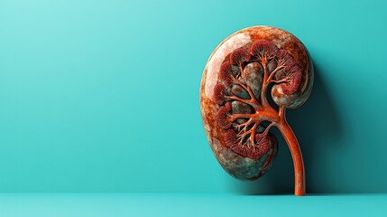 kidney anatomy model made from stone with detailed sculpted