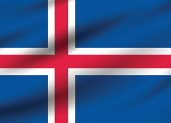 Obraz premium Iceland flag official colors and proportion digital vector illustration. Pleated flag.