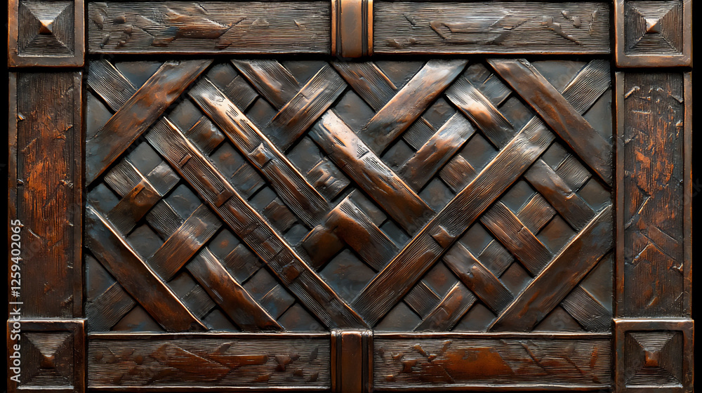 Poster hammered bronze with intricate patterns