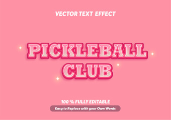 Pickleball club tournament 3d cartoon template style premium vector. Free vector text effect editable modern lettering typography font style	

