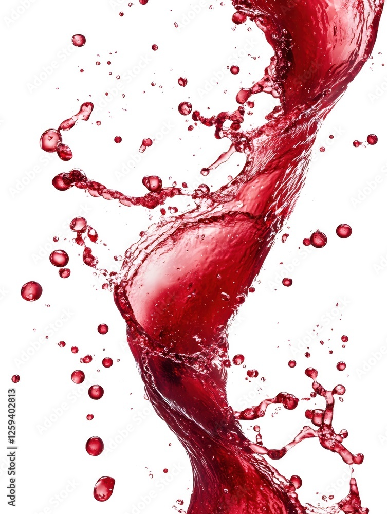 Poster dynamic red liquid splash against white backdrop capturing motion and freshness in detail