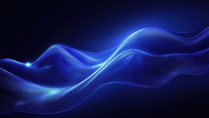 Abstract blue wave form, digital art, dark background, futuristic design