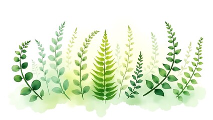 Watercolor greenery - Growth and freshness - Background element for web design