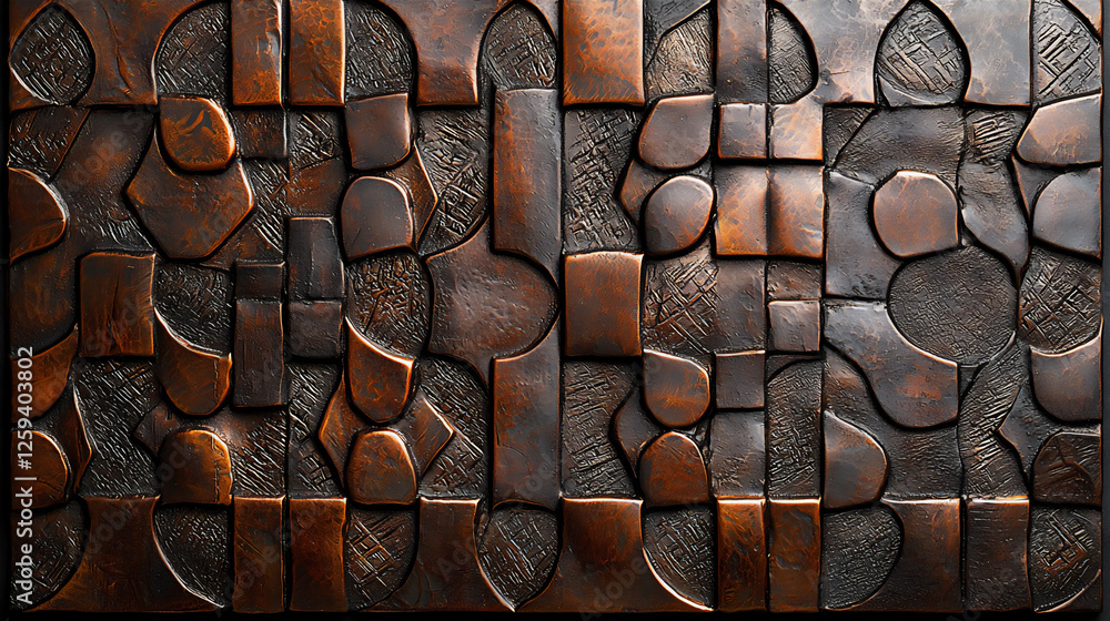 Poster hammered copper with intricate patterns