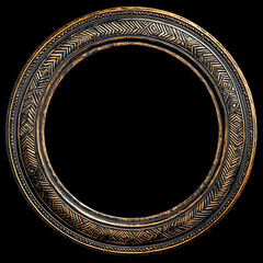 Ornate Round Frame with Dark Brown and Gold Accents