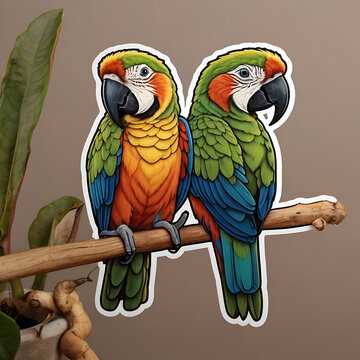 diecut sticker of blue winged macaw parriot
