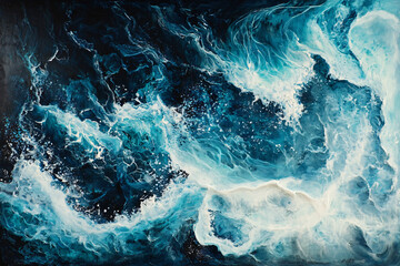 foam from blue sea waves