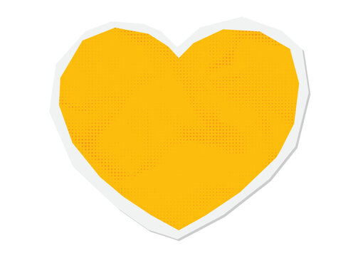 Naklejki heart shape halftone collage element. Crumpled paper clipping shape, cut out romantic love sticker.